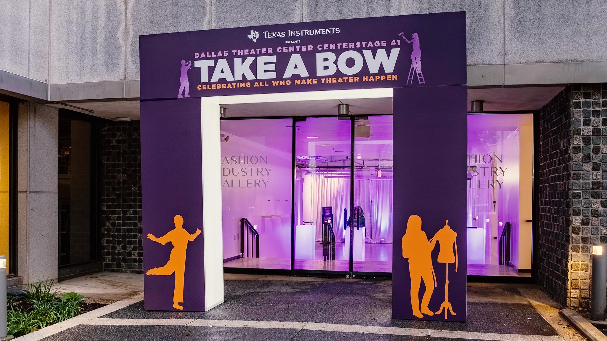 Dallas Theater Center gala event branding and experiential graphics